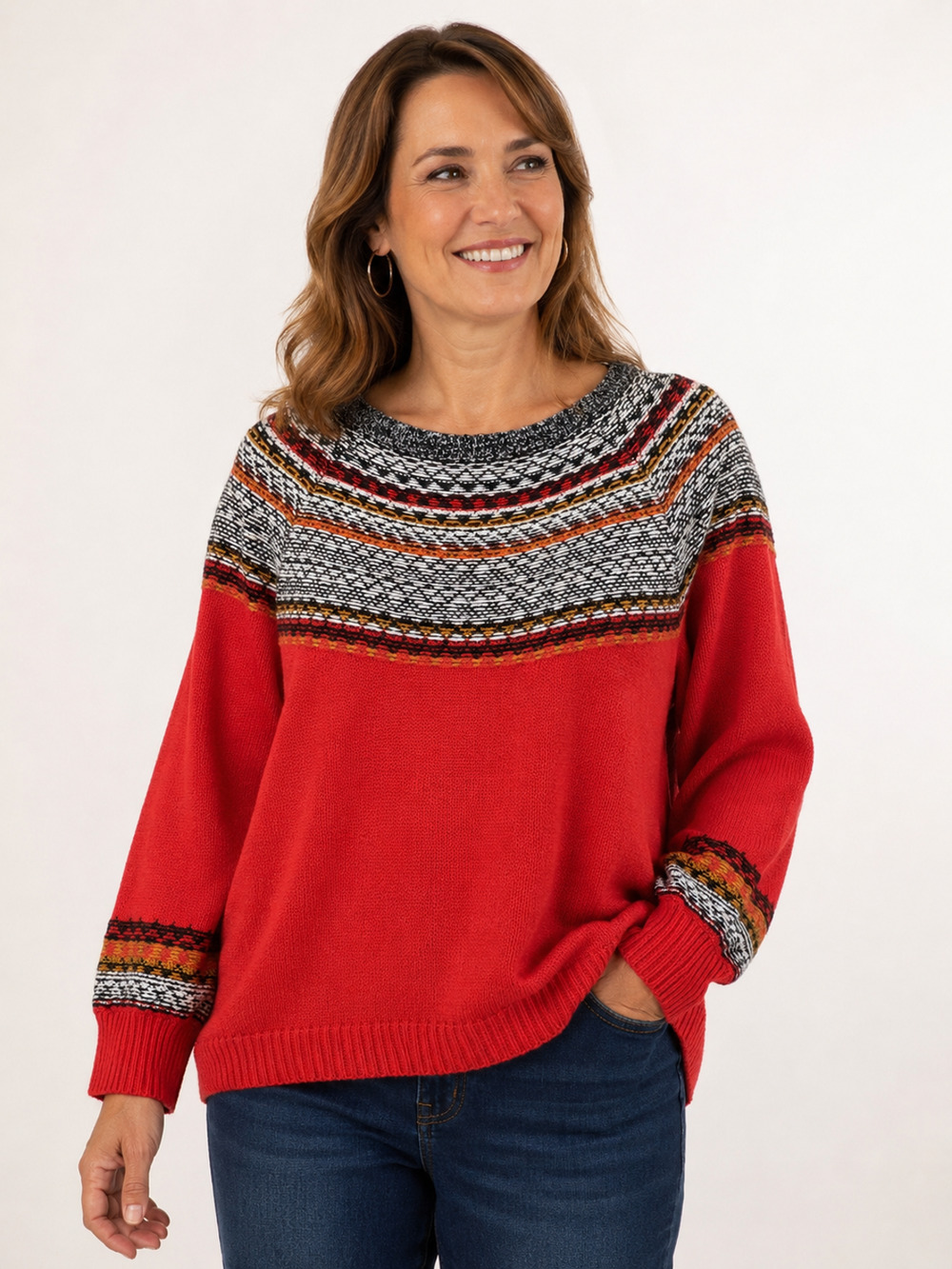 Y2K Maurices Womens Sweater Size Plus 1 Pullover Knit Aztec Cottagecore Grandma